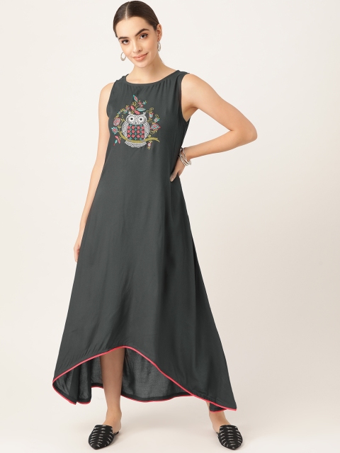 

Anouk Charcoal Grey Embroidered Detail Maxi Dress