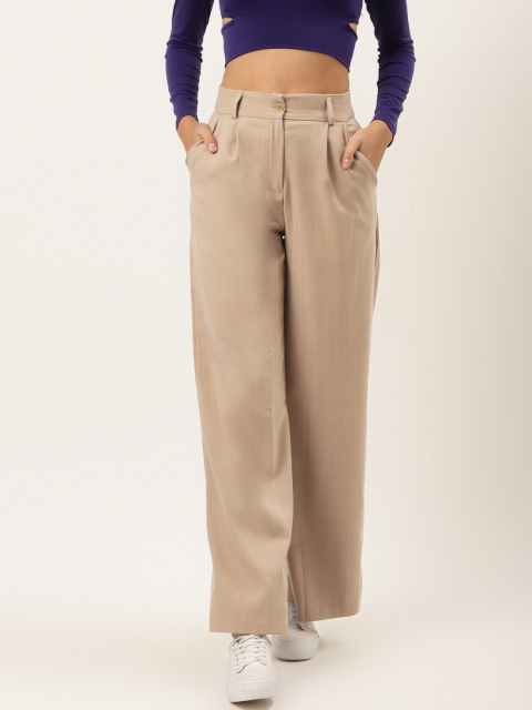 

TRENDYOL COLLECTION Women Beige Solid Parallel Trousers