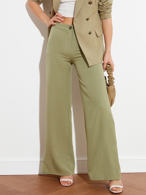 

Trendyol Women Green Solid Regular Fit Bootcut Trousers