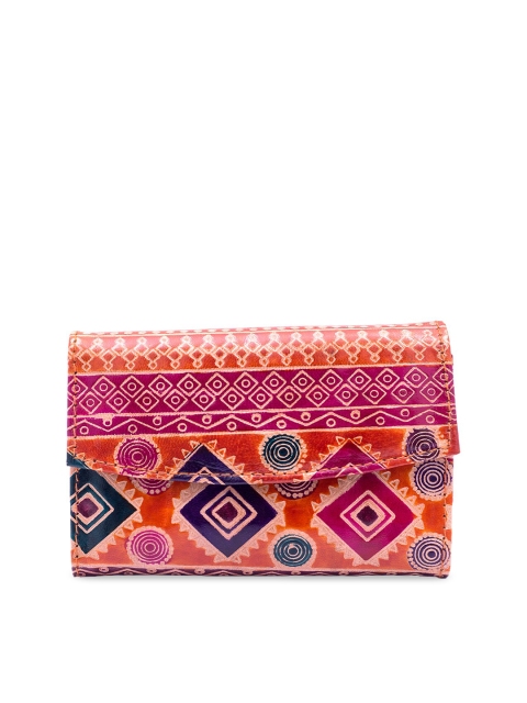 

Golden Peacock Women Pink & Blue Printed Two Fold Wallet