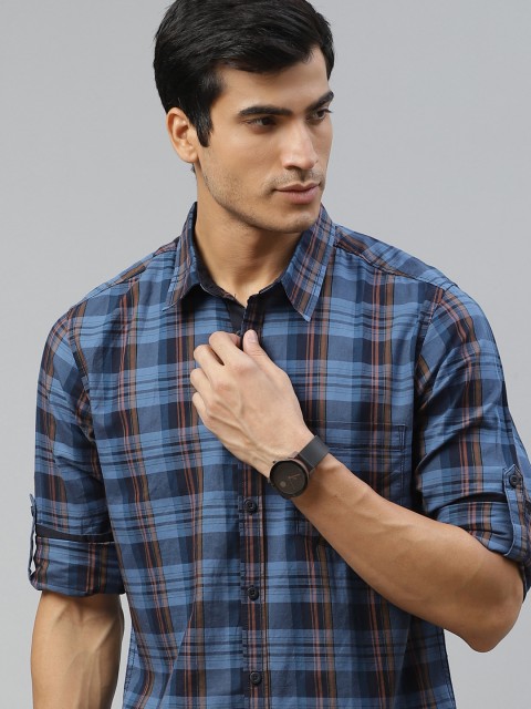 

Roadster Men Blue & Black Checked Pure Cotton Regular Fit Casual Shirt