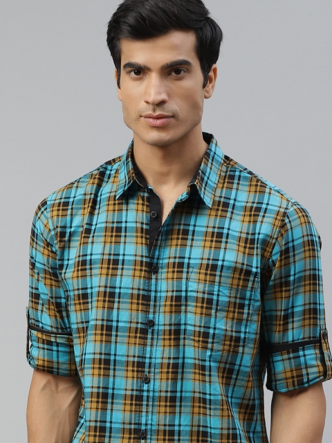 

Roadster Men Blue & Black Checked Pure Cotton Regular Fit Casual Shirt