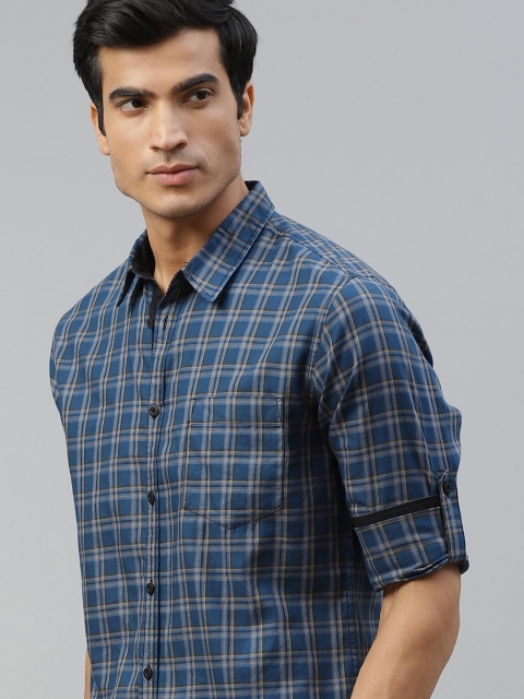 

Roadster Men Blue Cotton Regular Fit Checked Casual Shirt