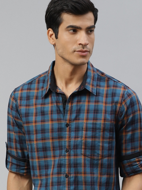 

Roadster Men Blue Cotton Regular Fit Checked Casual Shirt