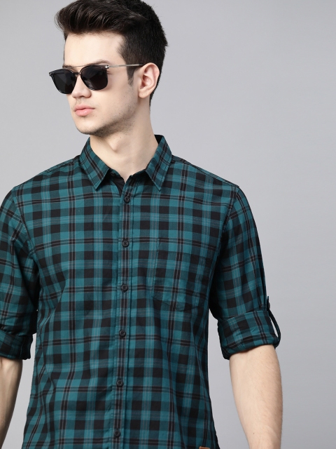 

Roadster Men Blue & Black Tartan Checks Pure Cotton Casual Shirt