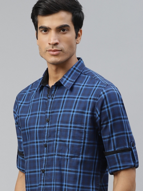 

Roadster Men Blue Checked Pure Cotton Regular Fit Casual Shirt