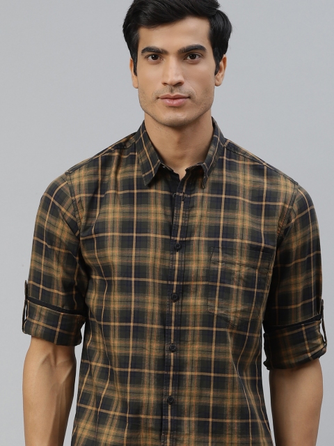 

Roadster Men Black & Beige Checked Pure Cotton Regular Fit Casual Shirt