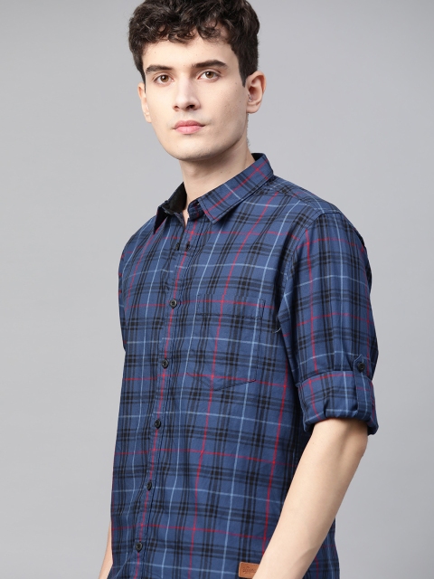 

Roadster Men Blue & Black Tartan Checks Pure Cotton Casual Shirt