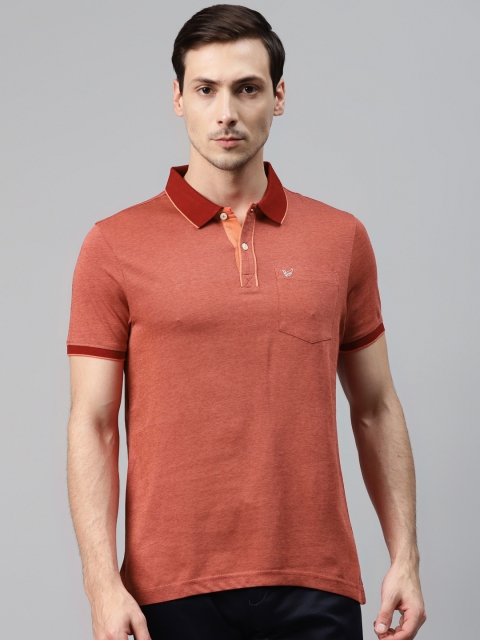 

Blackberrys Men Rust Orange Solid Pure Cotton Polo Collar Pure Cotton T-shirt