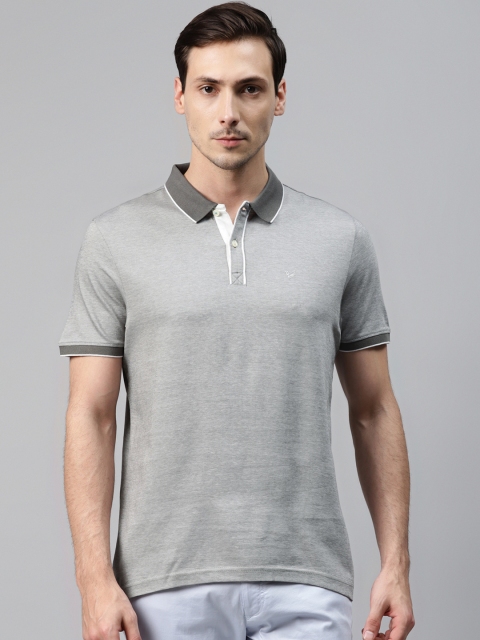 

Blackberrys Men Grey Solid Pure Cotton Polo Collar T-shirt