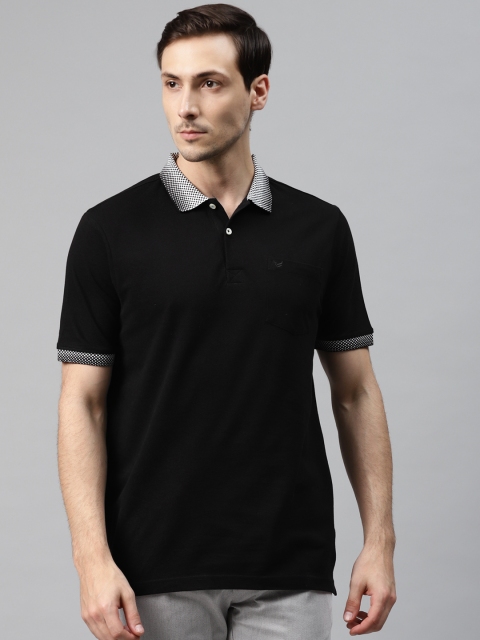 

Blackberrys Men Black Solid Pure Cotton Polo Collar Pure Cotton T-shirt