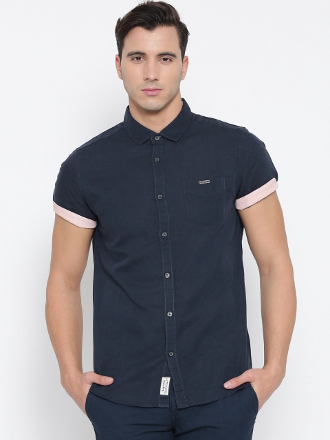 

Being Human Clothing Navy Slim Fit Casual Shirt, Navy blue