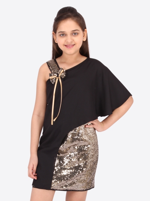

CUTECUMBER Girls Gold-Toned Embellished Sheath Dress