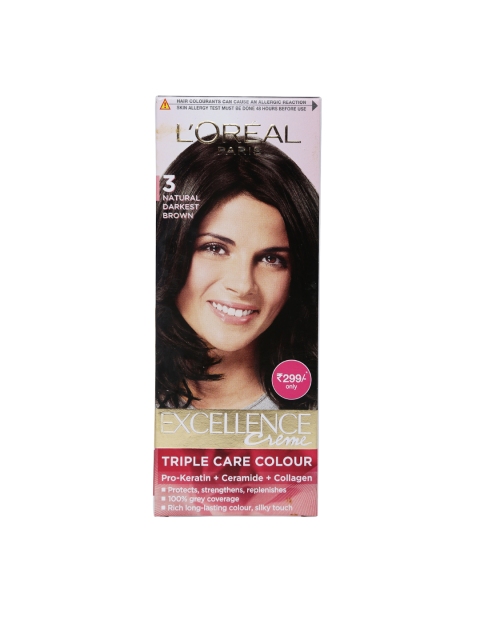

LOreal Paris Excellence Creme Triple Care Hair Colour - Natural Darkest Brown 3 50 g