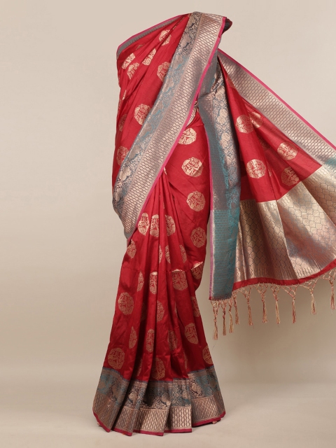 

Pothys Red Woven Design Jute Silk Saree
