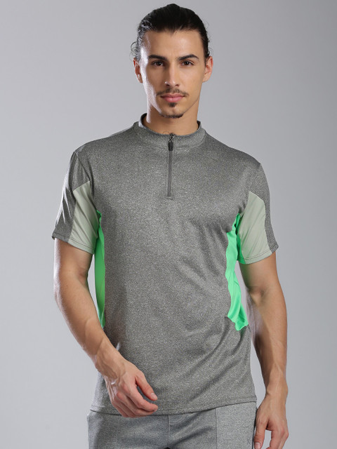 

HRX by Hrithik Roshan Men Grey Melange Round Neck T-shirt