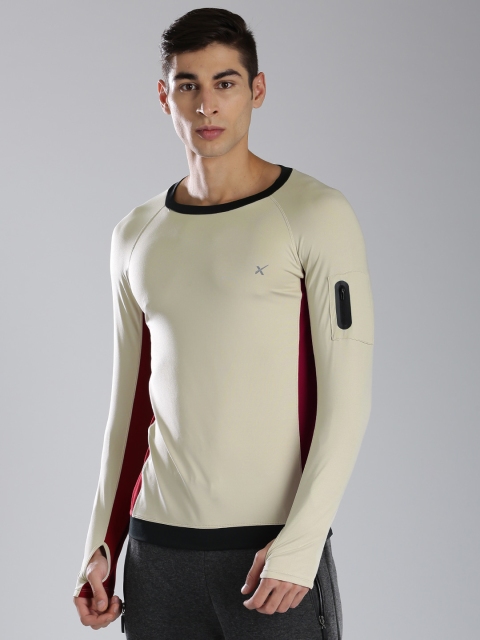 

HRX by Hrithik Roshan Men Beige Solid Training Round Neck T-Shirt