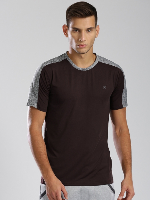 

HRX by Hrithik Roshan Men Burgundy Colourblocked Active T-Shirt