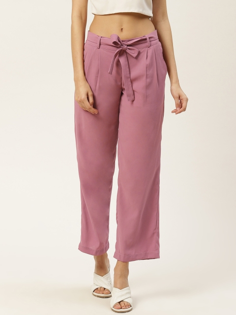 

DODO & MOA Women Purple Regular Fit Solid Regular Cropped Trousers