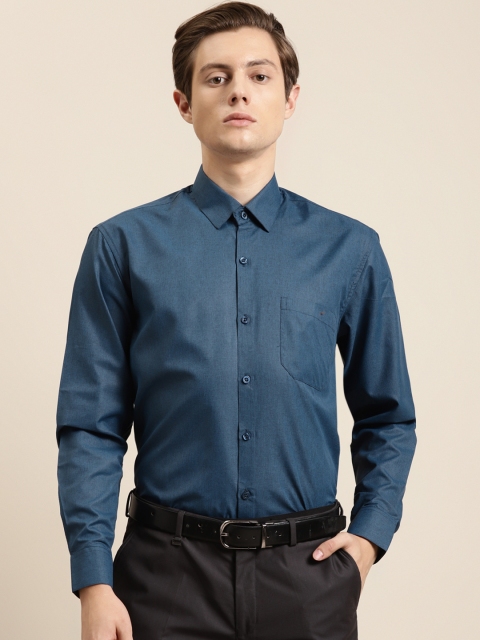 

SOJANYA Men Blue Pure Cotton Classic Regular Fit Solid Formal Shirt
