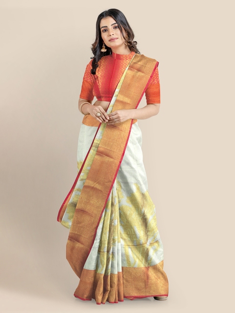 

KLM Fashion Mall Grey & Gold-Toned Tissue Woven Design Banarasi Saree