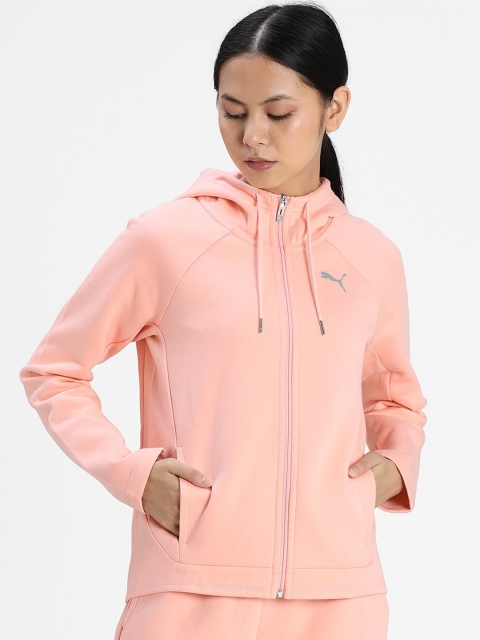 

Puma Women Peach-Coloured Solid Evostripe Full-Zip Hooded Sweatshirt