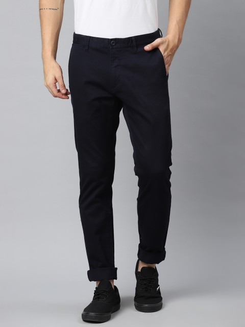 

U.S. Polo Assn. Men Navy Blue Slim Fit Dobby Weave Solid Trousers