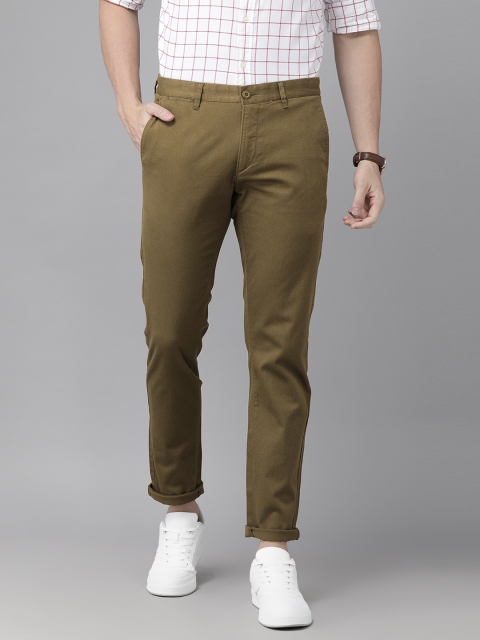 

U.S. Polo Assn. Men Khaki Slim Fit Self Design Regular Trousers