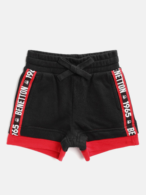 

United Colors of Benetton Boys Black & Red Colourblocked Regular Fit Shorts