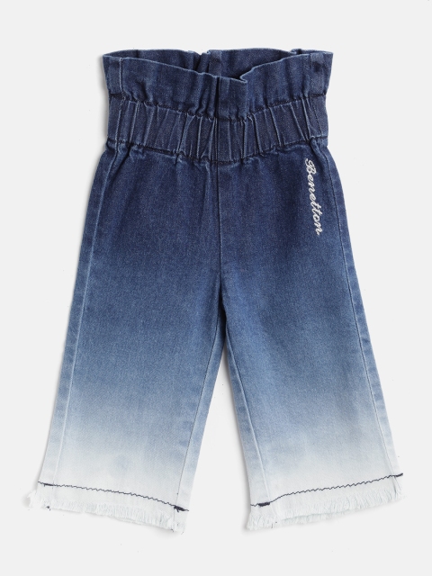 

United Colors of Benetton Girls Blue Regular Fit Ombre Effect Tie & Dye Denim Parallel Trousers