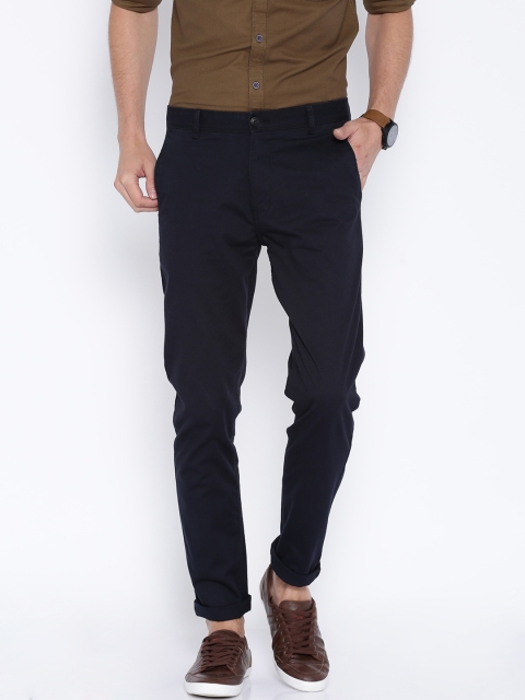 

Highlander Navy Slim Fit Casual Trousers, Navy blue