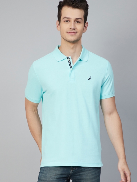 

Nautica Men Blue Solid Slim Fit Polo T-shirt