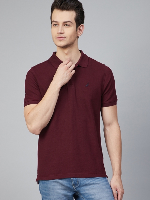 

Nautica Men Maroon Pure Cotton Polo Collar Pure Cotton T-shirt