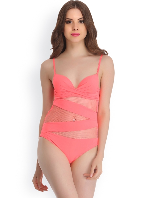 

Clovia Coral Orange Monokini Swimwear SM0018P16