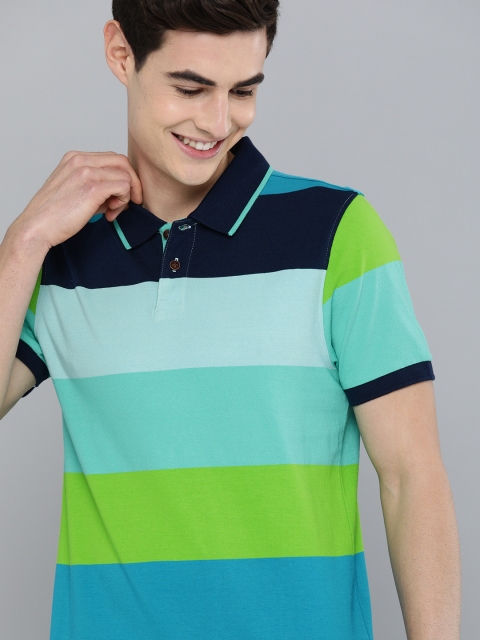 

Mast & Harbour Men Multicoloured Striped Polo Collar T-shirt, Multi