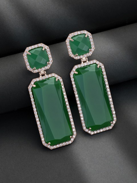 

Peora Green & Rose Gold Geometric Drop Earrings