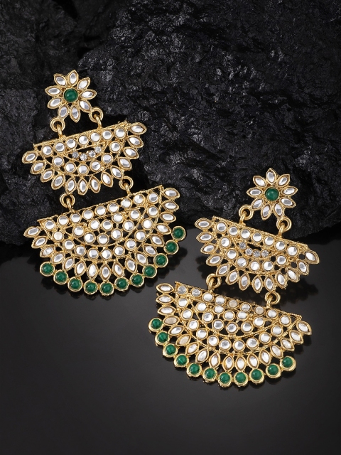 

Peora Green & Gold-Toned Classic Drop Earrings