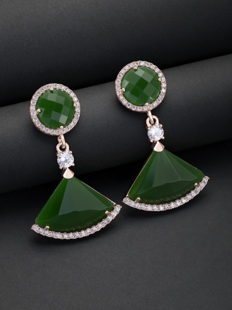 

Peora Green & Rose Gold Geometric Drop Earrings