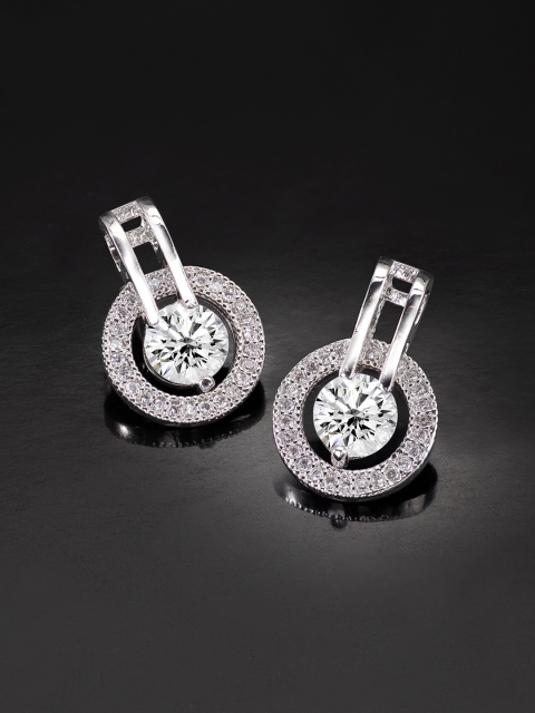 

Peora White & Silver-Plated Cubic Zirconia Studded Circular Studs