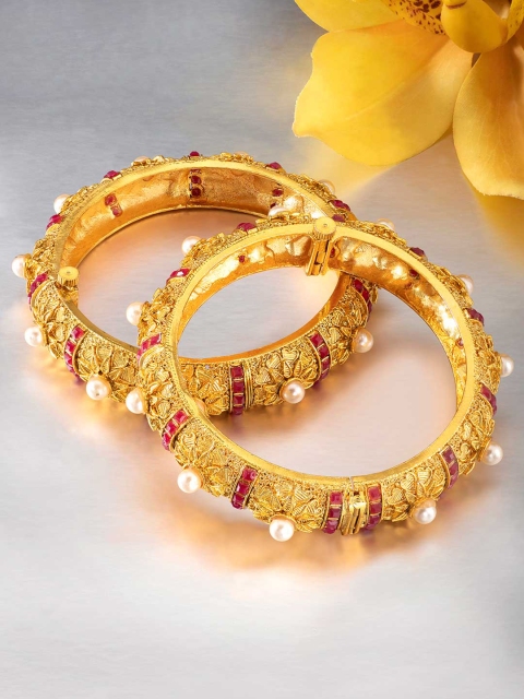 

Peora Set of 2 Gold-Plated Openable Handcrafted Kada Bangles