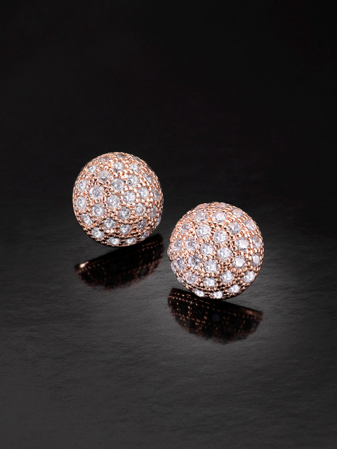 

Peora White Rose Gold Plated Micro Pave CZ Studded Circular Studs