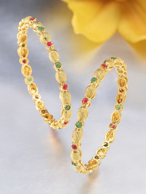 

Peora Gold Plated Set of 2 Studded Handcrafted Bangles
