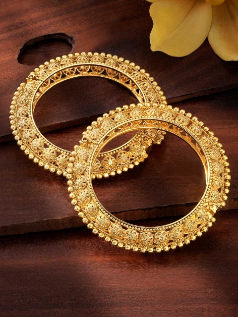 

Peora Set of Two Gold Plated Openable Kada Bangles