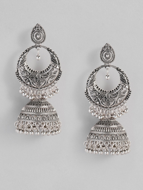 

Peora Silver-Toned Dome Shaped Jhumkas