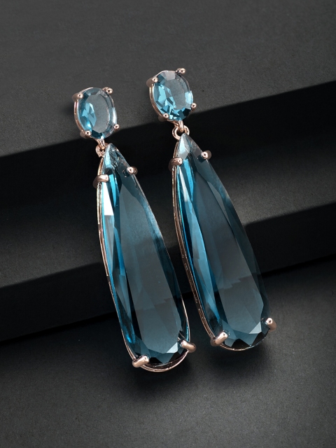 

Peora Blue Rose Gold Plated Contemporary Drop Earrings