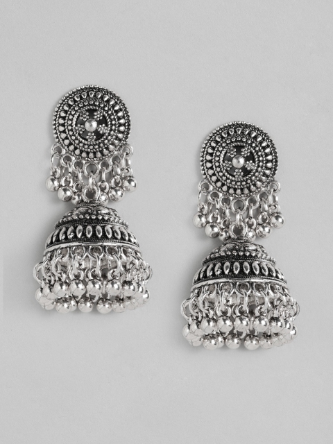 

Peora Oxidized Silver-Plated Tribal Dome Shaped Jhumkas