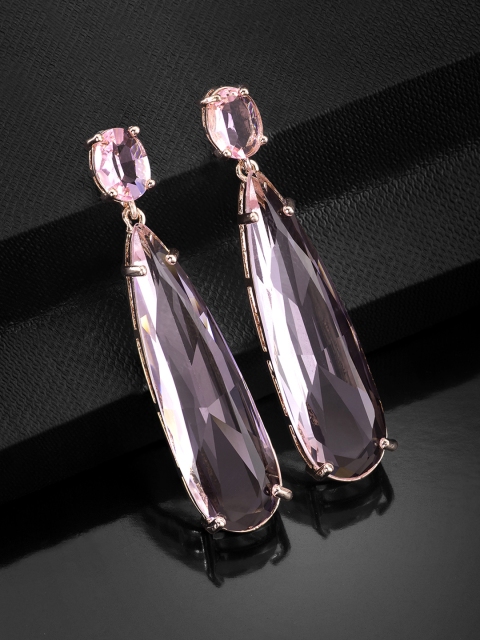 

Peora Pink Rose Gold-Plated Teardrop Crystal Earrings