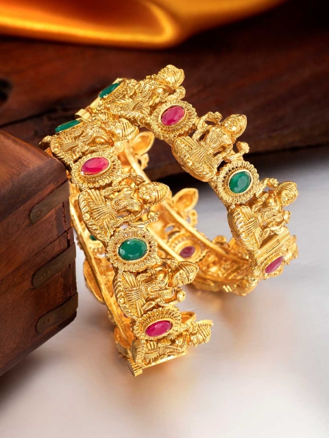 

Peora Gold Plated Set of 2 Handcrafted Openable Kada Bangles