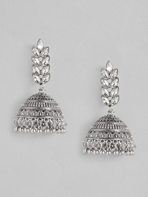 

Peora Silver-Toned Dome Shaped Jhumkas