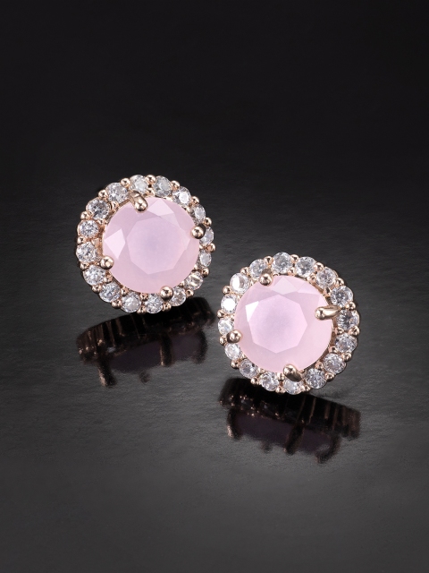 

Peora Pink & Rose Gold-Plated Cubic Zirconia Studded Circular Studs